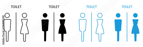 Toilet guide sign illustration icon poster restroom stylish symbols collection. Isolated on transparent background.