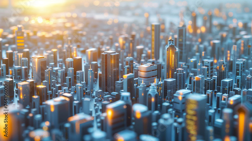 A 3D animator depicting a futuristic cityscape
