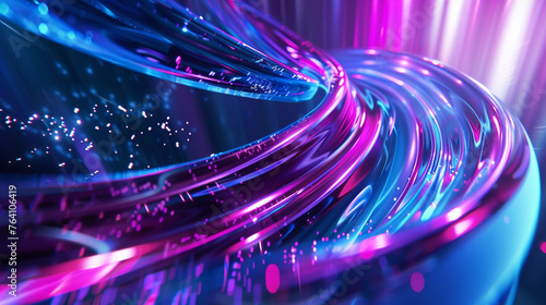 A futuristic backdrop featuring a blend of blue and purple abstract elements created using advanced technology