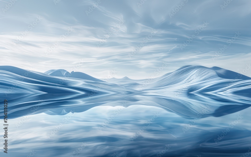 arctic surreal desert landscape with white plains, light sky-blue and blue hues, and vivid water features arctic surreal desert landscape with white plains, light sky-blue and blue hues, and vivid water features