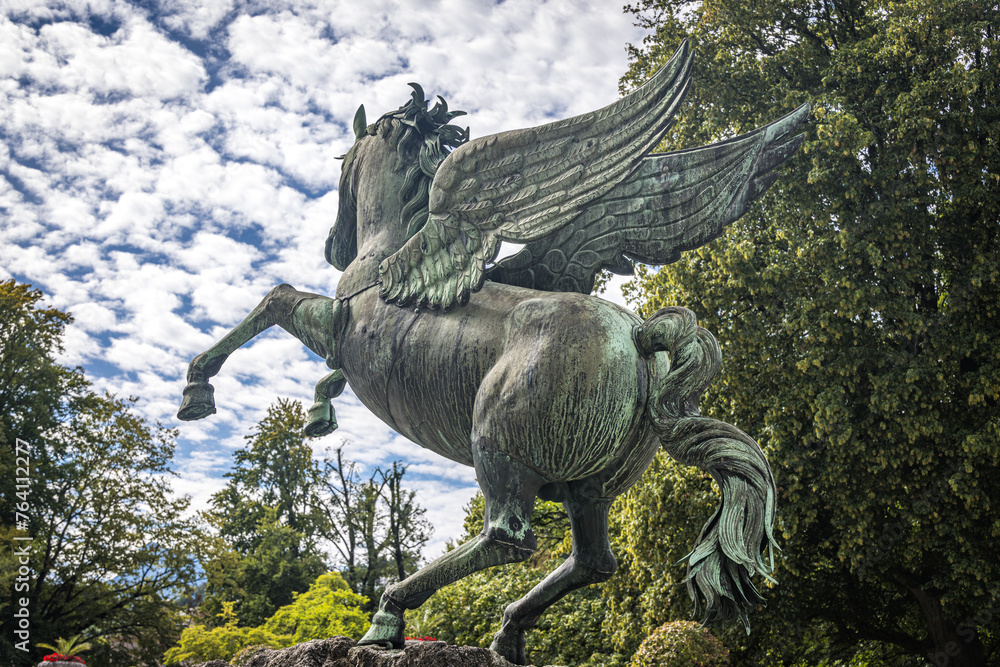 Fototapeta premium Winged horse statue in Mirabell Gardens, Salzburg, Austria