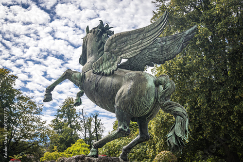 Winged horse statue in Mirabell Gardens, Salzburg, Austria photo