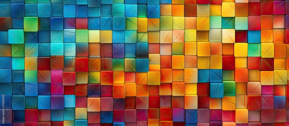 A vibrant and abstract mosaic background featuring squares of different colors arranged in a pattern A vibrant and abstract mosaic background featuring squares of different colors arranged in a pattern
