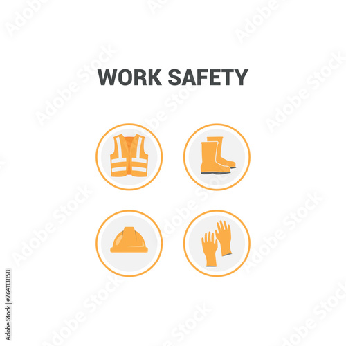 vector illustration of design for work safety equipment, construction worker equipment.