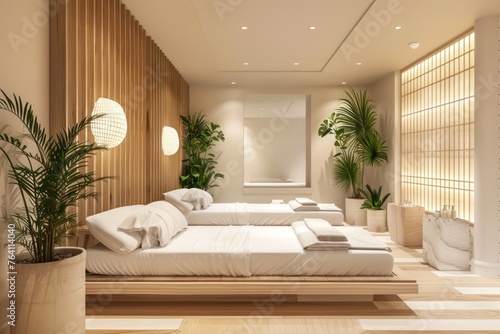 Modern, calming, and comfortable health spa room background