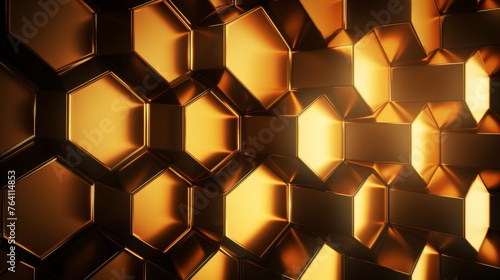 Mesmerizing hexagon pattern abstract background with glowing lights creating depth and dimension