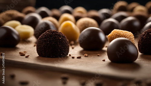 close up of chocolate truffles photo