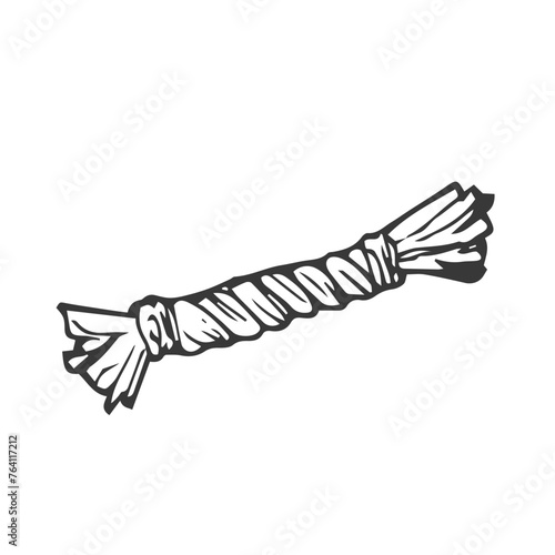 Black and white cartoon hand drawn dog toy vector illustration isolated on a white background. House pet stuff concept. Puppy training equipment, accessories, food, treats.