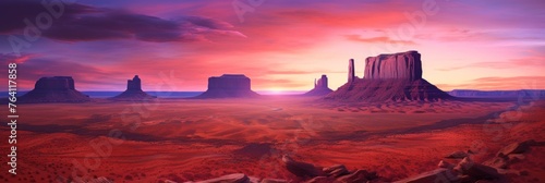 Sunrise panoramic view of landscape of American’s Wild West with desert sandstones. photo