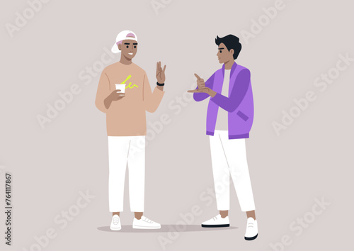 Engaging Sign Language Conversation Between Two Individuals, A couple engaged in a vivid non verbal dialogue