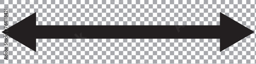 Horizontal dual thin long straight double ended arrow. Contour isolated vector image on white background.