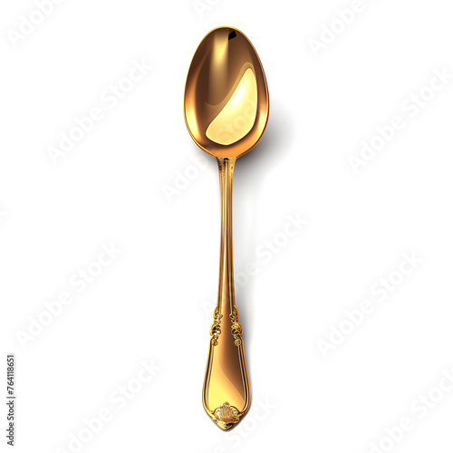 golden spoon isolated on white