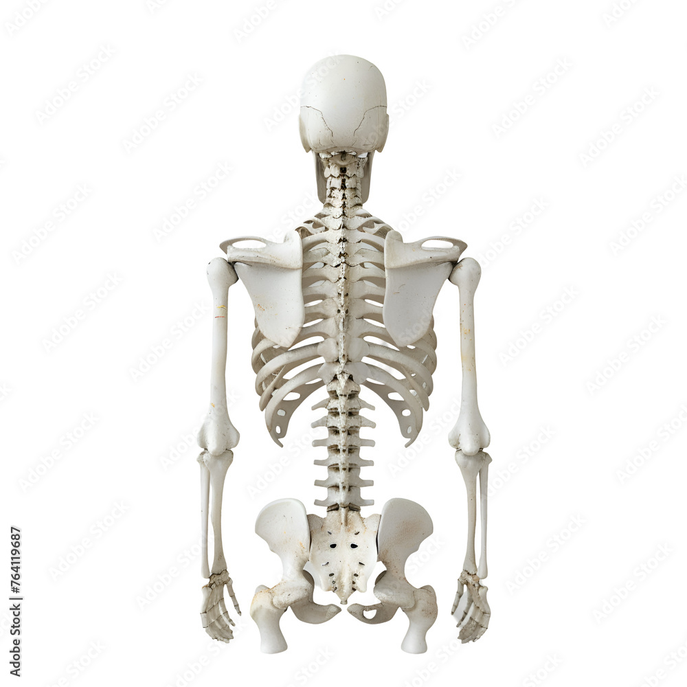 Human Skeleton System Model, Organ System Model, Isolated on Transparent Backdrop - PNG Cutout