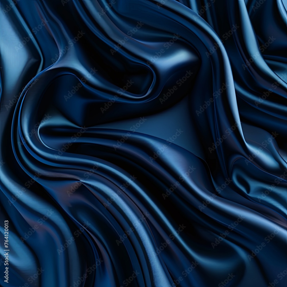 Fototapeta premium Dark blue color. Abstract dark elegant background with space for design. Soft wavy folds. Drapery. Gradient. 