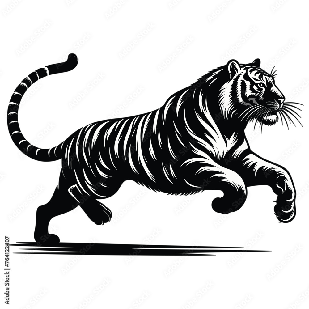 Naklejka premium silhouette of Tiger running vector