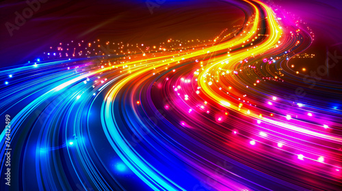 High-speed road at night, abstract concept of motion and dynamic urban life