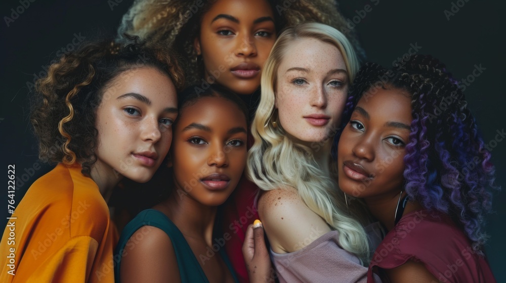 Multiethnic and multiracial group of women, the concept of equality and women's rights Multiethnic and multiracial group of women, the concept of equality and women's rights