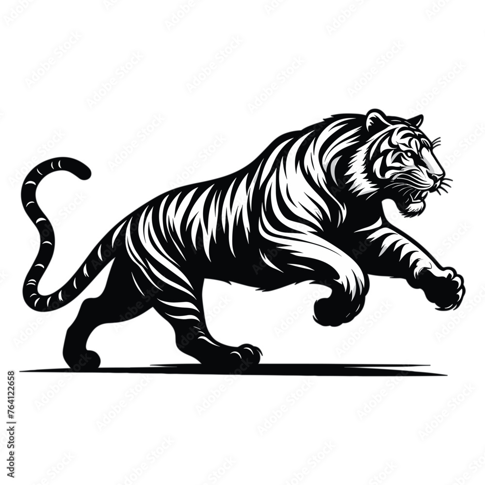 Obraz premium silhouette of Tiger running vector