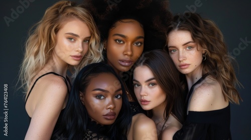 Multiethnic and multiracial group of women, the concept of equality and women's rights