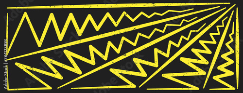 line and zig zag doodle cartoon flat design in yellow and black color style. Vector illustration. Suitable for wallpaper backdrop, landing page and web.