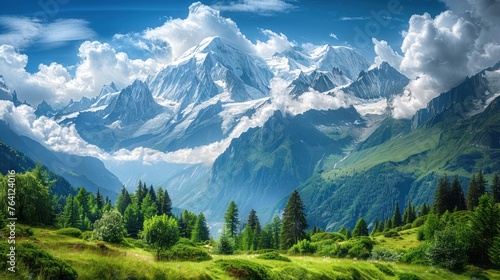 Snow-capped mountains, showcasing the breathtaking view.