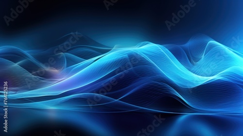 Digital technology blue rhythm wavy lines abstract graphic poster web page ppt background, AI generated
