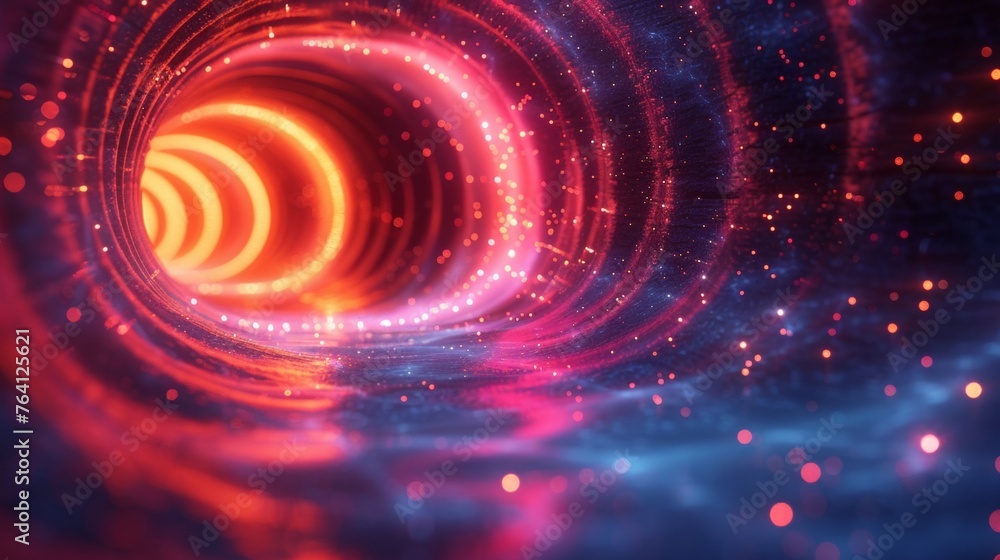 A tunnel with a red glow and a blue background A tunnel with a red glow and a blue background