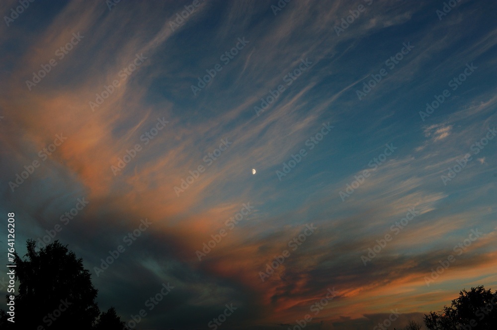 Moon beautiful clouds evening sky