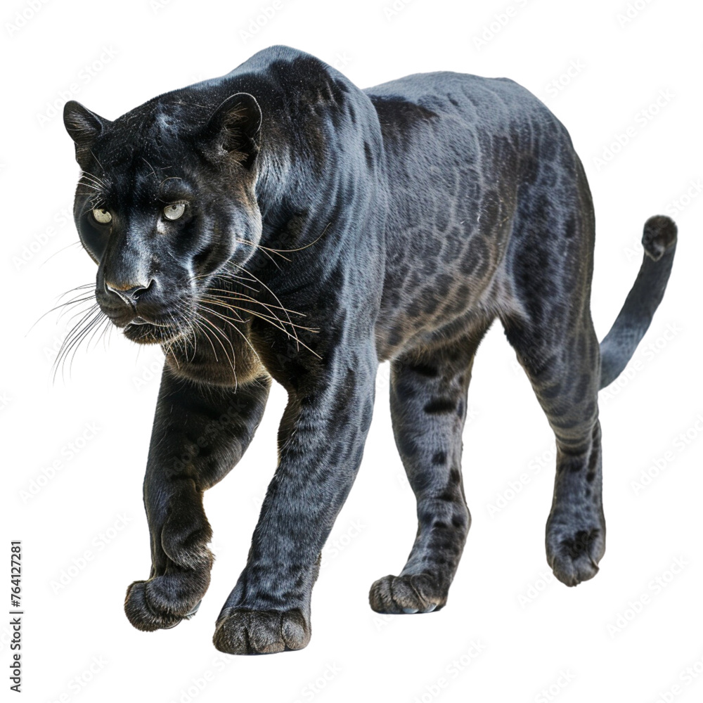 Sleek Black Panther on Transparent Background: Perfect for Design Projects