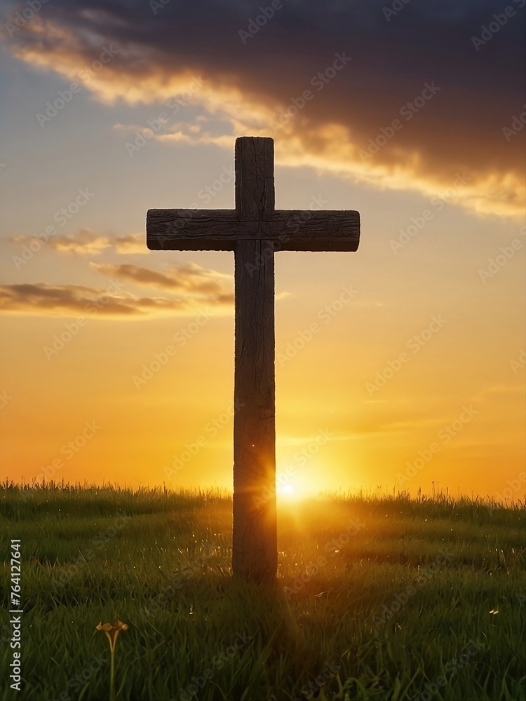 Golden hues to evoke a sense of peace and serenity, with the cross casting a long shadow across the grassy landscape.
Golden hues to evoke a sense of peace and serenity, with the cross casting a long shadow across the grassy landscape.