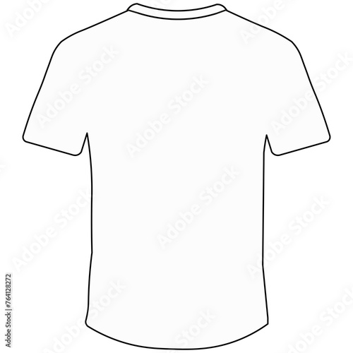 Back t-shirt for print demonstration. White with black outlines. Minimalist black t-shirt print