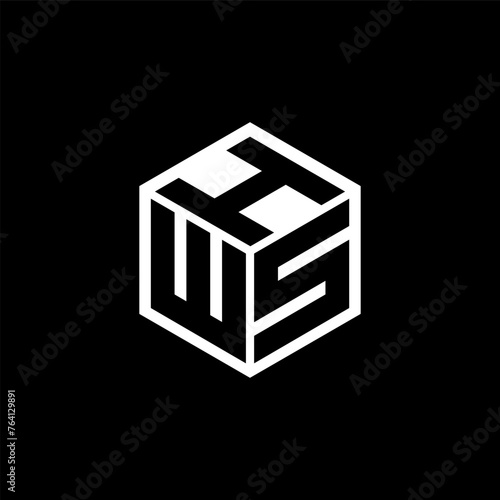 WSH letter logo design with black background in illustrator, cube logo, vector logo, modern alphabet font overlap style. calligraphy designs for logo, Poster, Invitation, etc. photo