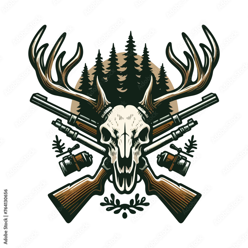 Fototapeta premium Hunting t shirt and logo design