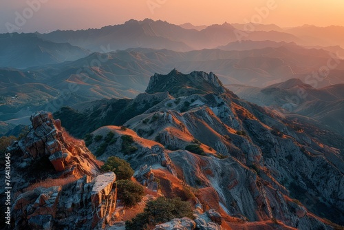 Overlooking the mountains, Danxia landform photo