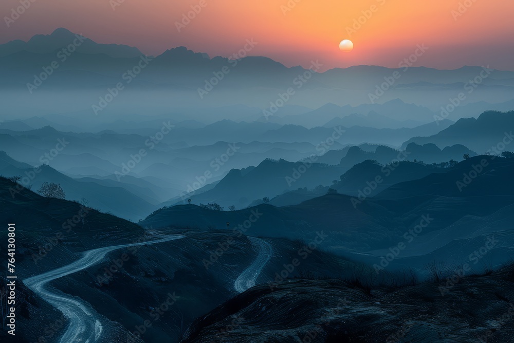 Obraz premium Overlooking the mountains, Danxia landform