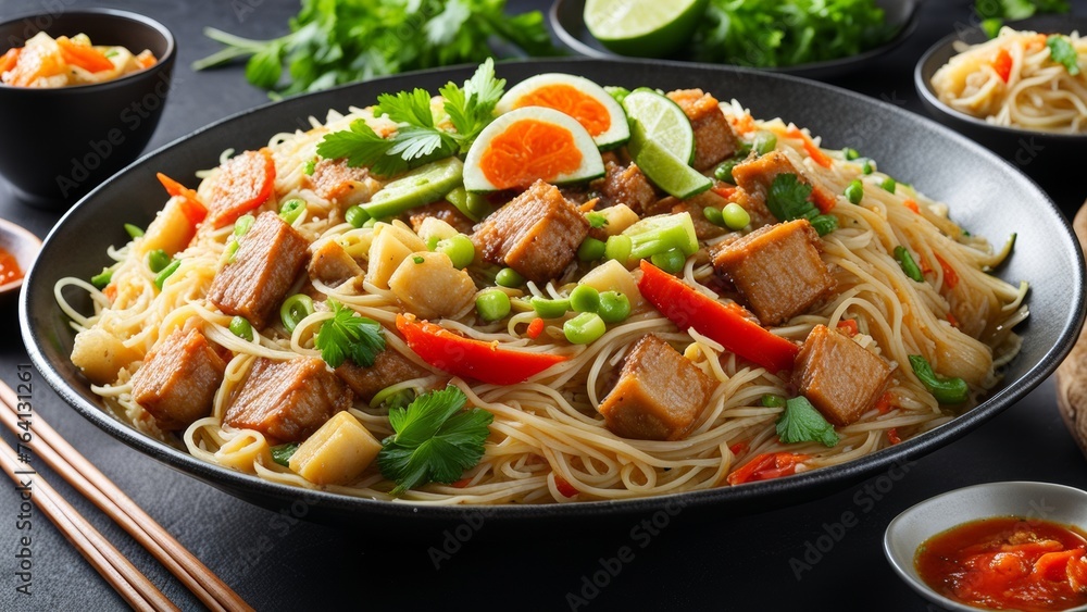 filipino pancit close-up, lifestyle filipino pancit close-up, lifestyle