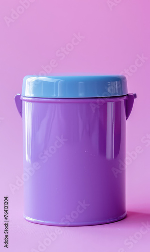 Minimalist Desk Organizer or Miniature Trash Bin on a Table background with copy space. Simple table small miniature trash can.