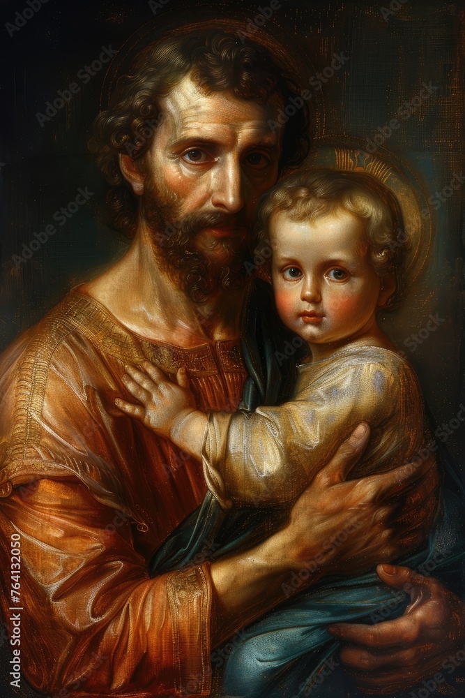 Tenderness of saint Joseph, a touching portrayal of the paternal love ...