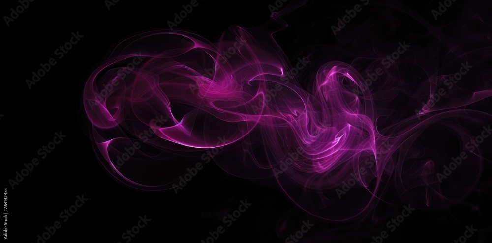 Mystical purple smoke swirling on a dark backdrop, an abstract representation of mystery and elegance in the form of vapor - AI generated