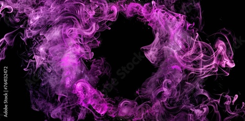 Mystical purple smoke swirling on a dark backdrop, an abstract representation of mystery and elegance in the form of vapor - AI generated