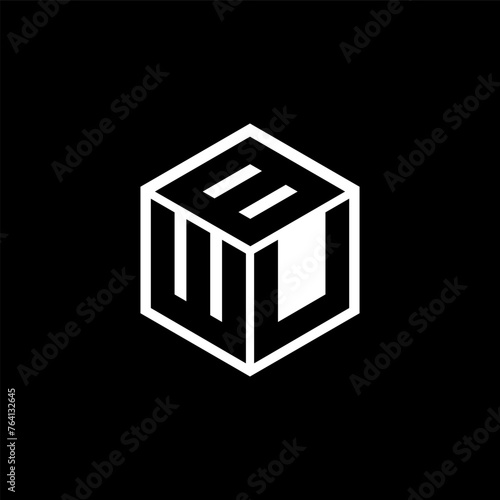 WUB letter logo design with black background in illustrator, cube logo, vector logo, modern alphabet font overlap style. calligraphy designs for logo, Poster, Invitation, etc. photo