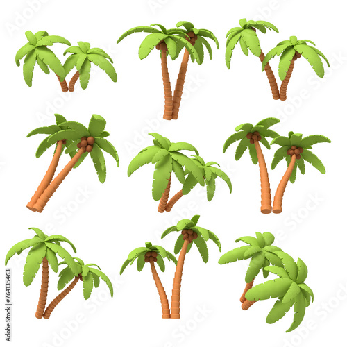 Variety of cartoon palm trees in different poses