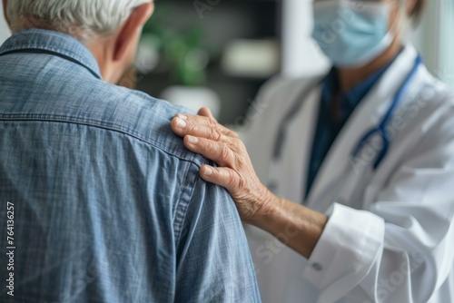 Compassionate medical professional offering support to an elderly patient