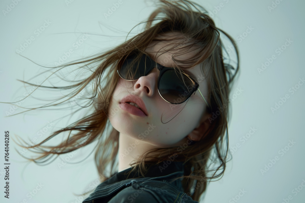 Trendy young woman in sunglasses and plaid jacket
Trendy young woman in sunglasses and plaid jacket