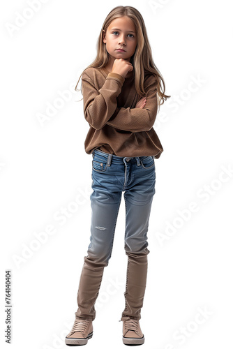 Young girl thinking while standing.