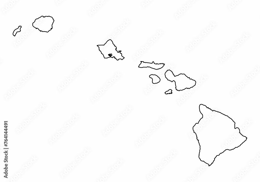 Hawaii map outline - obrazy, fototapety, plakaty 