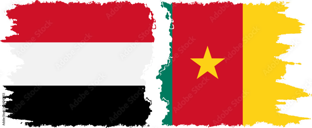 Cameroon and Yemen grunge flags connection vector Cameroon and Yemen grunge flags connection vector