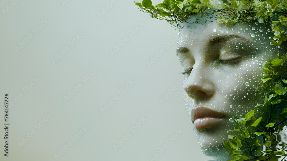 World environment and mother earth day concept with double exposure of Earth and a woman`s head.