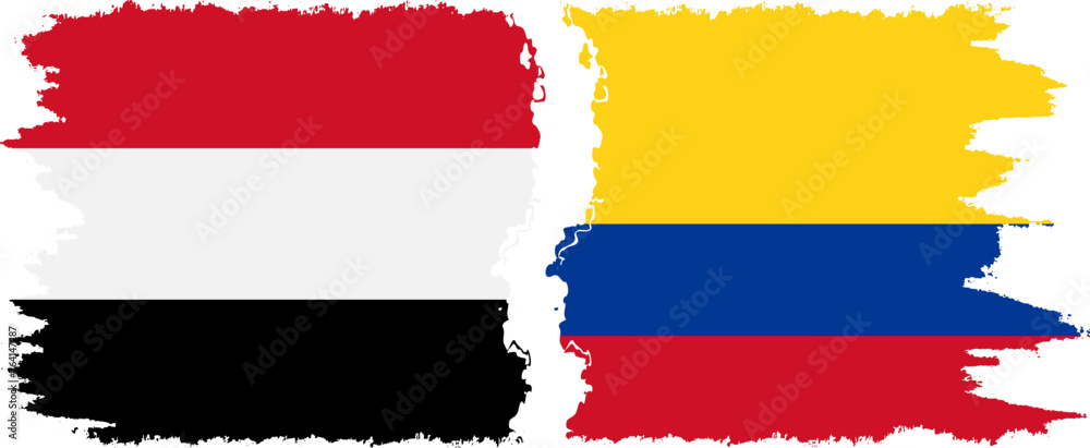 Fototapeta premium Colombia and Yemen grunge flags connection vector