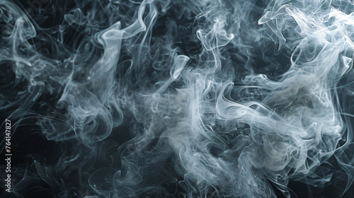 Elegant smoke swirls on a dark background, abstract design concept with fluid motion